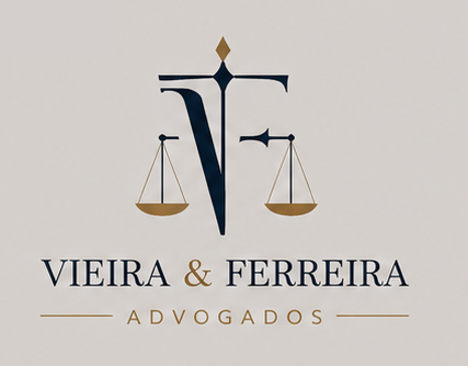 Logo Vieira & Ferreira — Monograma com Balança em Taupe