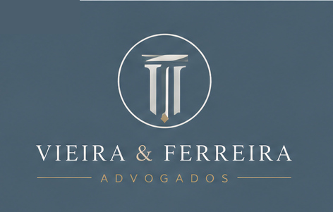 Logo Vieira & Ferreira — Selo Azul-Acinzentado